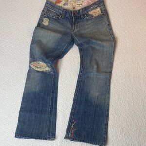 Joe's Jeans Low Rise Boho chic Embroidered Distressed and patchwork detail